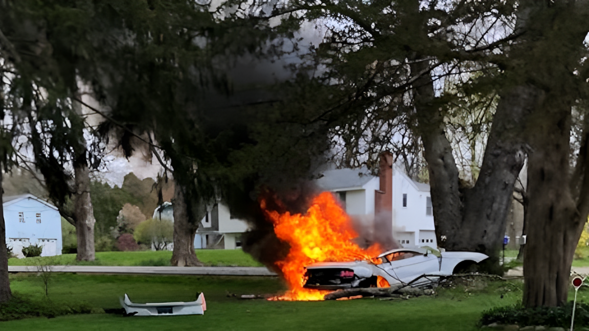 Motorist Killed After Car Crashes Into Tree, Gate, and Catches Fire in Newark!