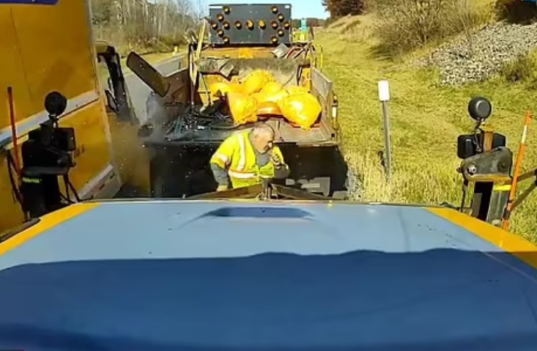 Shocking Moment NY Highway Worker Dodges Death as Truck Smashes DOT Vehicles